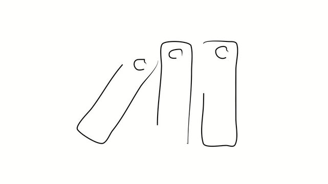 Folders with documents, office work, paperwork. Contour drawing, silhouett animation. Continuous line. Isolated on white. Video 4k object illustration self-drawing. Object construction. Minimalist con