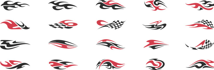 Fototapeta premium A Vector Illustration Featuring Three Elements of Speed and Competition in Red and Black Accents