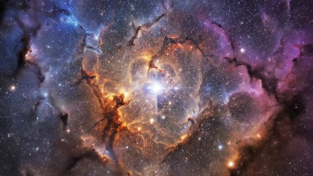 Cosmic nebula illuminated with vibrant colors and stellar energy