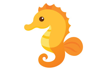 a cute seahorse  flat cartoon style  soft orange t © kalpona 