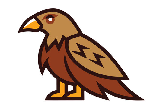 a small eagle icon  flat cartoon style  brown tone