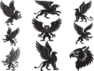 Fototapeta premium Mythical Griffin Creature with Wings and Lion Body