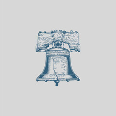 High-quality vector illustration of a liberty bell with vintage engraved style. Perfect for US historical themed graphic design, campaign, t-shirt prints, merchandise, tattoo, agency/organization logo © Danu