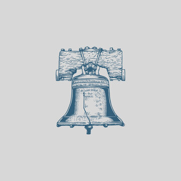 High-quality vector illustration of a liberty bell with vintage engraved style. Perfect for US historical themed graphic design, campaign, t-shirt prints, merchandise, tattoo, agency/organization logo