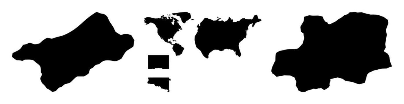 Business strategy map set with solid black icon on white background featuring business strategy, planning, goals with icons and graphics