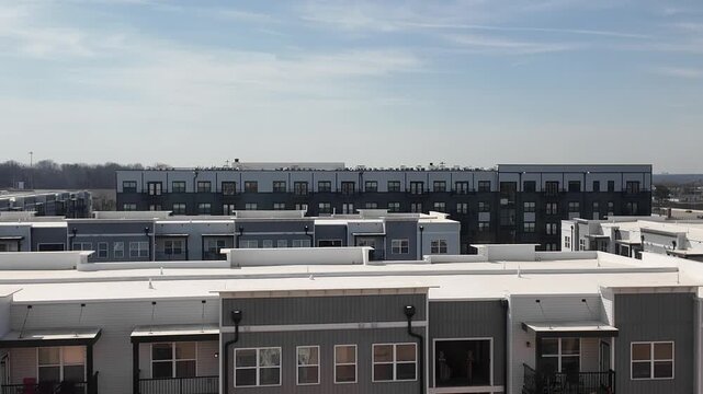 Aerial View of Neighborhoods With Townhouses in Ohio