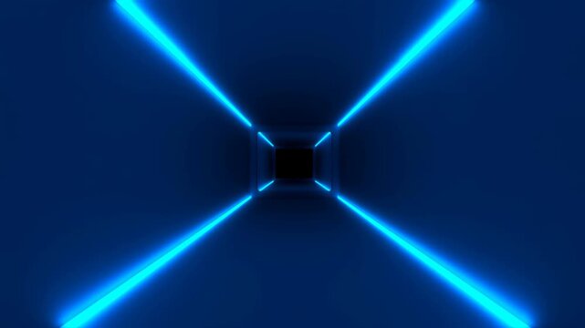 Cyber Illuminated Corridor Stretching Endlessly. Vivid Neonlit Tunnel With Expansive Depth Perception