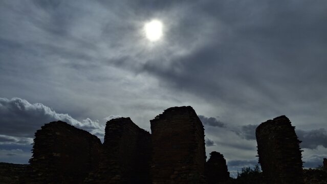 Chaco Canyon ruins silhouette 