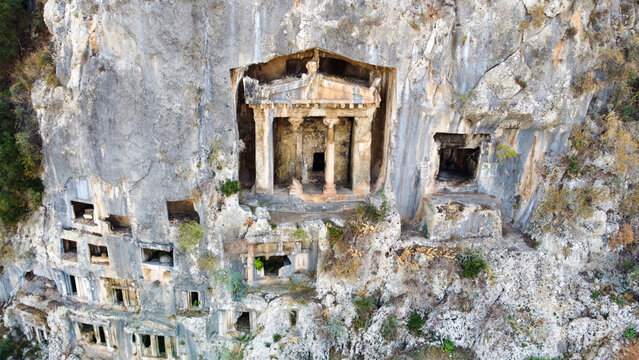 Ancient Amintas Rock Tombs Carved into Cliffs in Telmessos Fethiye Turkey