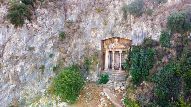 Ancient Amintas Rock Tombs Carved into Cliffs in Telmessos Fethiye Turkey