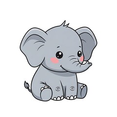 Naklejka premium Cute cartoon elephant sitting down.