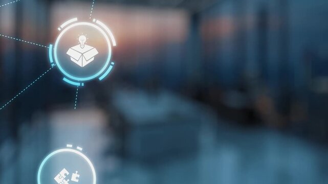 Innovation icons show creativity, teamwork, and project development. Innovation helps organizations design solutions, build strategy, and grow with new business opportunities. Gist