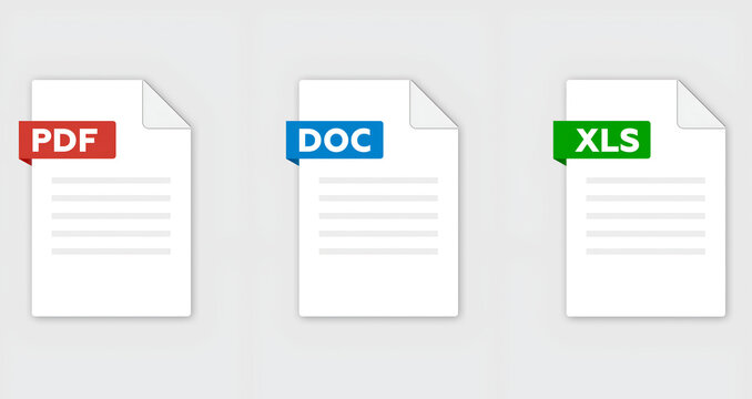 PDF DOC XLS File Document Icons Set Vector Illustration