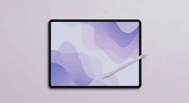 Modern Tablet with Stylus on Screen Display.