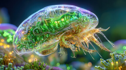 Obraz premium Some form of alien cybernetic life in surreal surroundings
