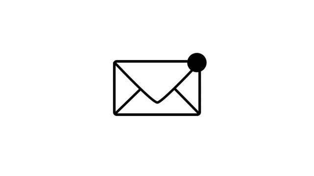New Unread Mail Notification Alert Animation With Line Email Icon On white background