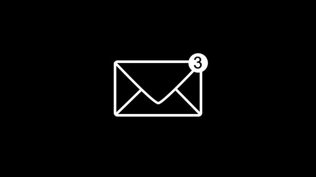 Email Icon With Red Counter On black Background. E-Mail Notification With Counter. Inbox E-Mail.