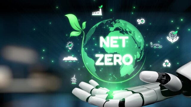 AI guides sustainability strategy with eco-intelligent tools and virtual assistants for achieving net zero goals and transforming digital business with green innovation. Epoch
