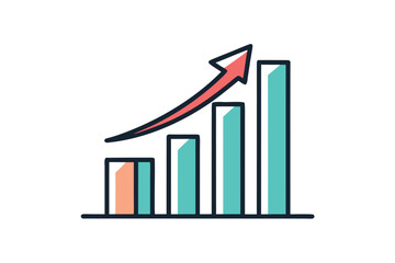 a profit growth chart icon  flat cartoon design  u © Ajit Graphics