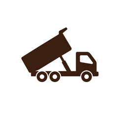 Fototapeta premium Dump truck silhouette in brown, construction vehicle concept for transportation