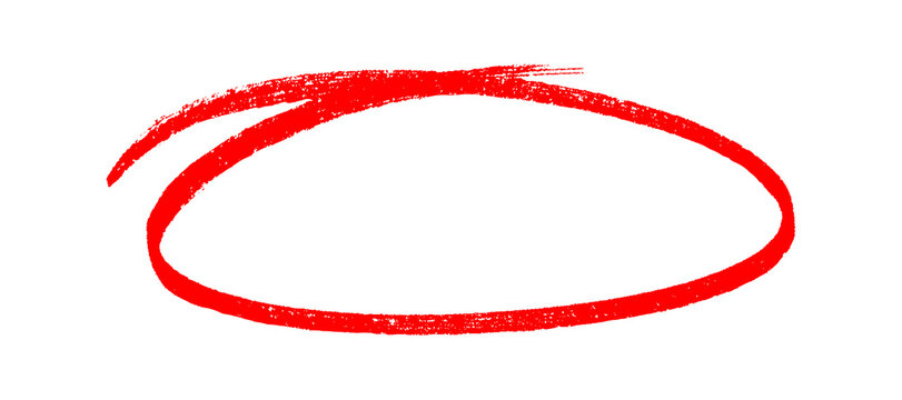 hand drawing different circles isolated on the transparent background, Handwritten red circle.