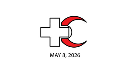 Fototapeta premium Red and white medical cross symbol with crescent moon isolated on background