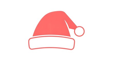 Fototapeta premium A simple flat illustration of a classic red santa hat with a white trim