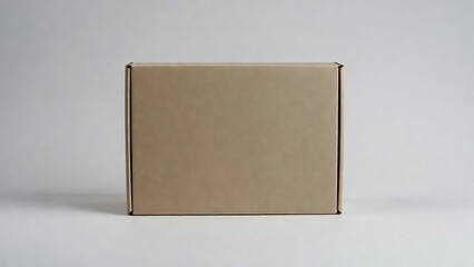 Obraz premium Brown cardboard box mockup on white background, closed craft paper shipping parcel, minimalist mailer box for product packaging and delivery branding