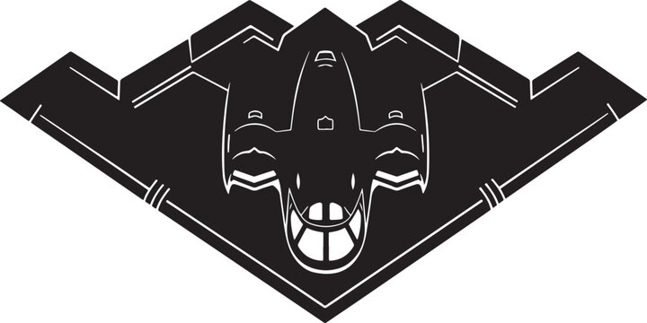 Silhouette of a b-2 spirit stealth bomber aircraft viewed from above with military aircraft with stealth technology with flying wing with air force with attack aircraft with strategic bomber