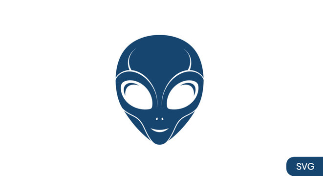 Alien Head Icon - Extraterrestrial Face Silhouette, Sci-Fi Concept
