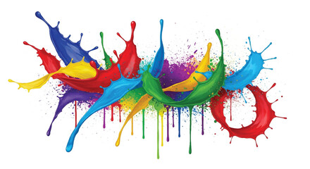 Obraz premium Colorful paint splash isolated on white background. Abstract colorful splash. Colorful paint explosion, illustration.