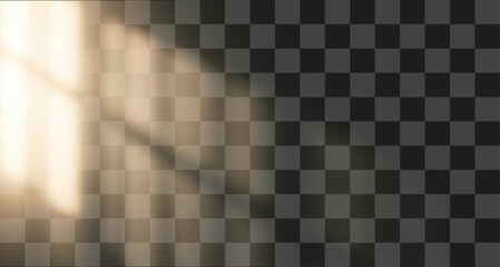 Fototapeta premium Sunlight rays streaming through window isolated on transparent background warm natural light effect