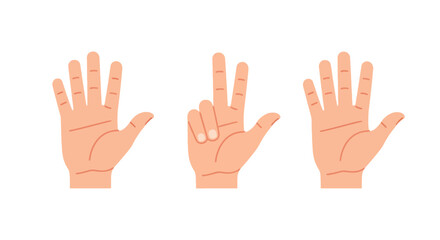 Fototapeta premium Flat style hands showing numbers zero to seven in gesture sequence