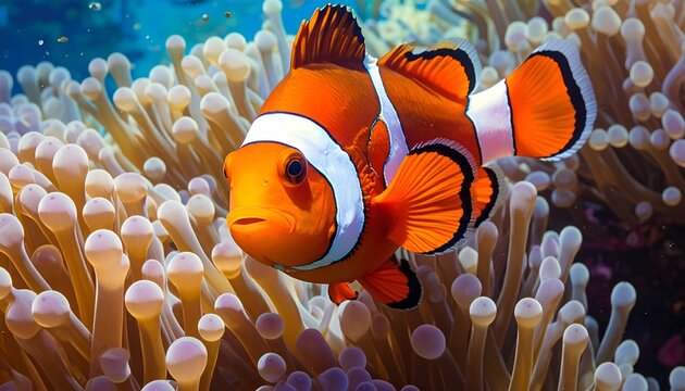 Clownfish amidst anemone garden