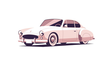 Obraz premium Vintage car in minimalist art style with soft pastel tones