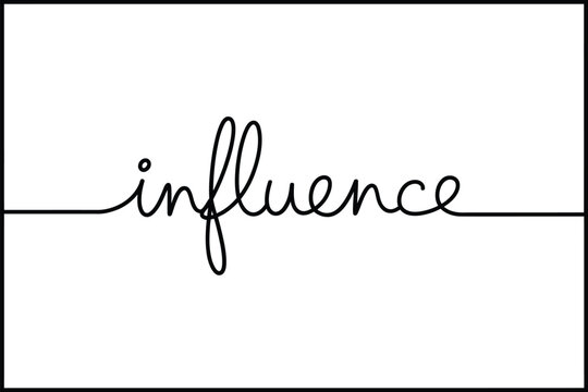 The word influence written in a delicate flowing cursive line