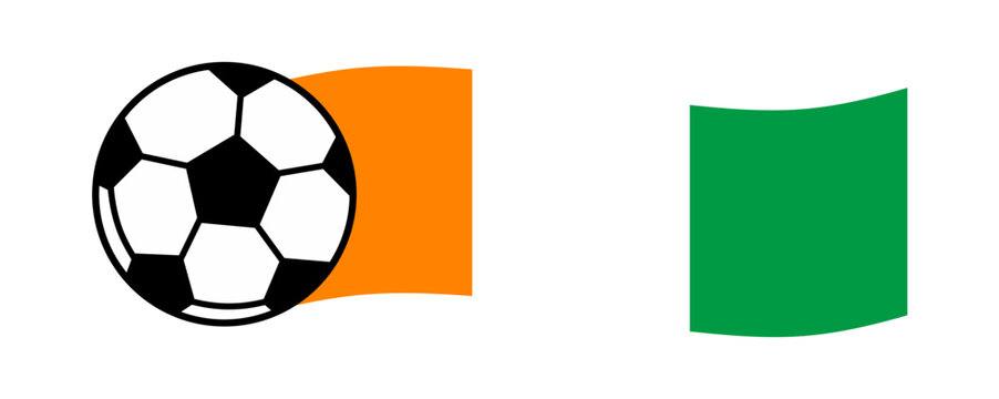 Dynamic vector illustration of a classic soccer ball blended with the flowing Ivory Coast flag, representing national pride, passion for football, and a competitive spirit.
