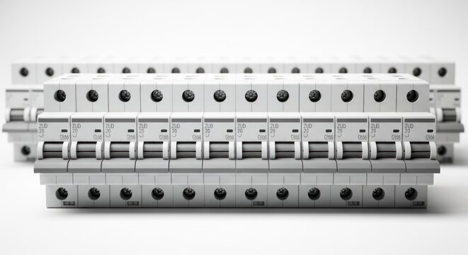 Array of Miniature Circuit Breakers for Electrical Protection.
