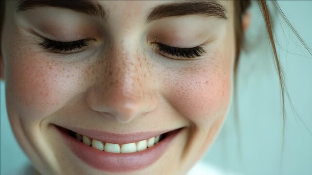 A young woman in a tranquil state during meditation.