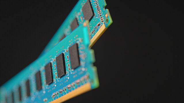 Memory RAM module for PC computers and  Artificial Intelligence AI and data centers. DDR Random Access Memory high demand for AI specific memory and processing. Desktop Computer Hardware.