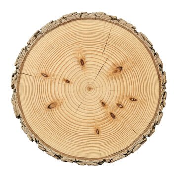 Natural tree trunk cross section with textured bark