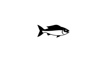 Obraz premium Minimalist Black and White Fish Icon, Vector Silhouette of a Sea Fish Isolated on White Background