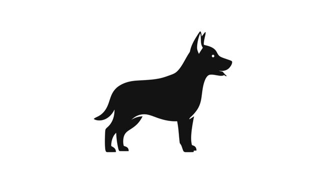 German Shepherd Dog Silhouette, Belgian Malinois Vector Icon Isolated on White Background for Logo or Graphic Design