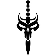 Fototapeta premium Vector Art Skull and Tanto Dagger Illustration for Tattoo Emblem or Logo Design