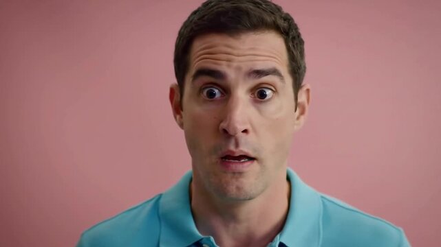 Alarmed man expressing shock and fear