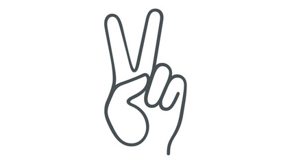 Fototapeta premium Peace Sign Hand Gesture Vector Icon, Minimalist Line Art Illustration of a Human Hand Showing Two Fingers for Victory or Peace, Scalable AI-Generated Graphic for Web and Print Design Projects