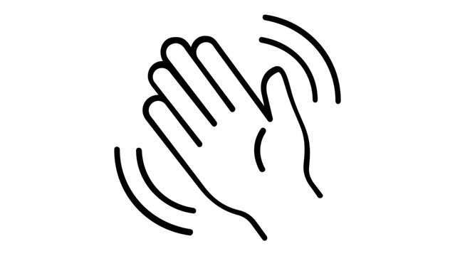 Waving hand line icon vector illustration. Minimalist flat design of a hand gesture saying hello, goodbye, or hi. Scalable AI-generated graphic for web, mobile apps, and user interface design.