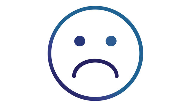 Sad Face Vector Icon Illustration with Blue and Purple Gradient, Minimalist Frown Emoji Symbol for Expressing Disappointment, Unhappy Emotion, or Negative Feedback in Modern Digital Design