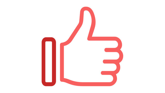 Red gradient thumbs up line icon vector illustration. Minimalist flat design for social media like button, approval, success, agreement, and positive feedback. Scalable AI-generated graphic.