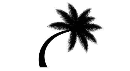 Tropical Palm Tree Vector Illustration with Curved Trunk and Fan Shaped Leaves Isolated for Summer Design © TR3